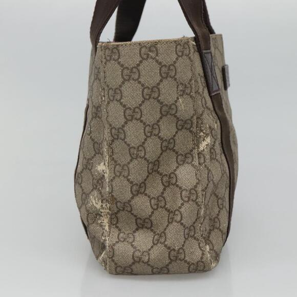 GUCCI GG Supreme Hand Bag Pvc Beige Brown Silver - Picture 4 of 16